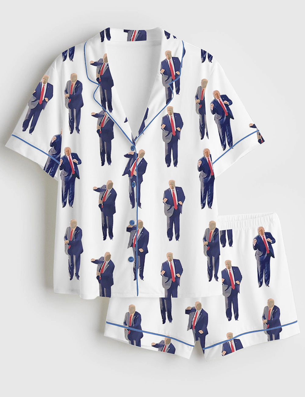 Women's Trump Dancing MAGA 45 47 Short Sleeve Satin Pajama Set