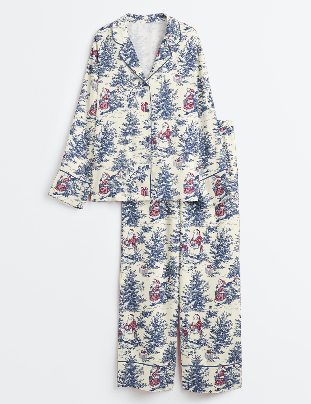 Women's Vintage Christmas Winter Holiday Snowman Lovers Long Sleeve Satin Pajama Set