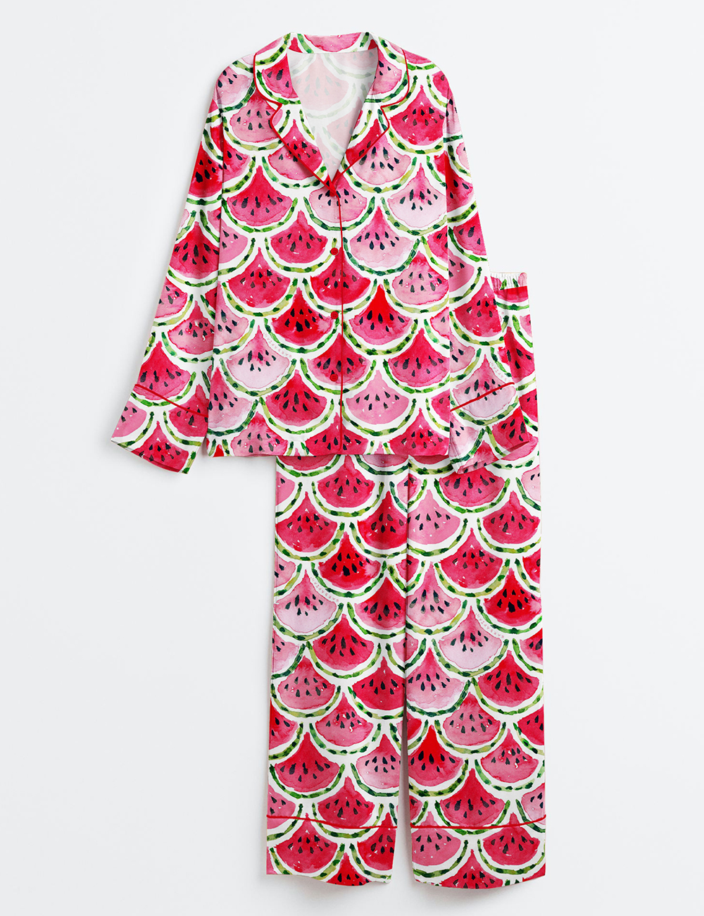 Women's Watermelon Mermaid Long Sleeve Satin Pajama Set