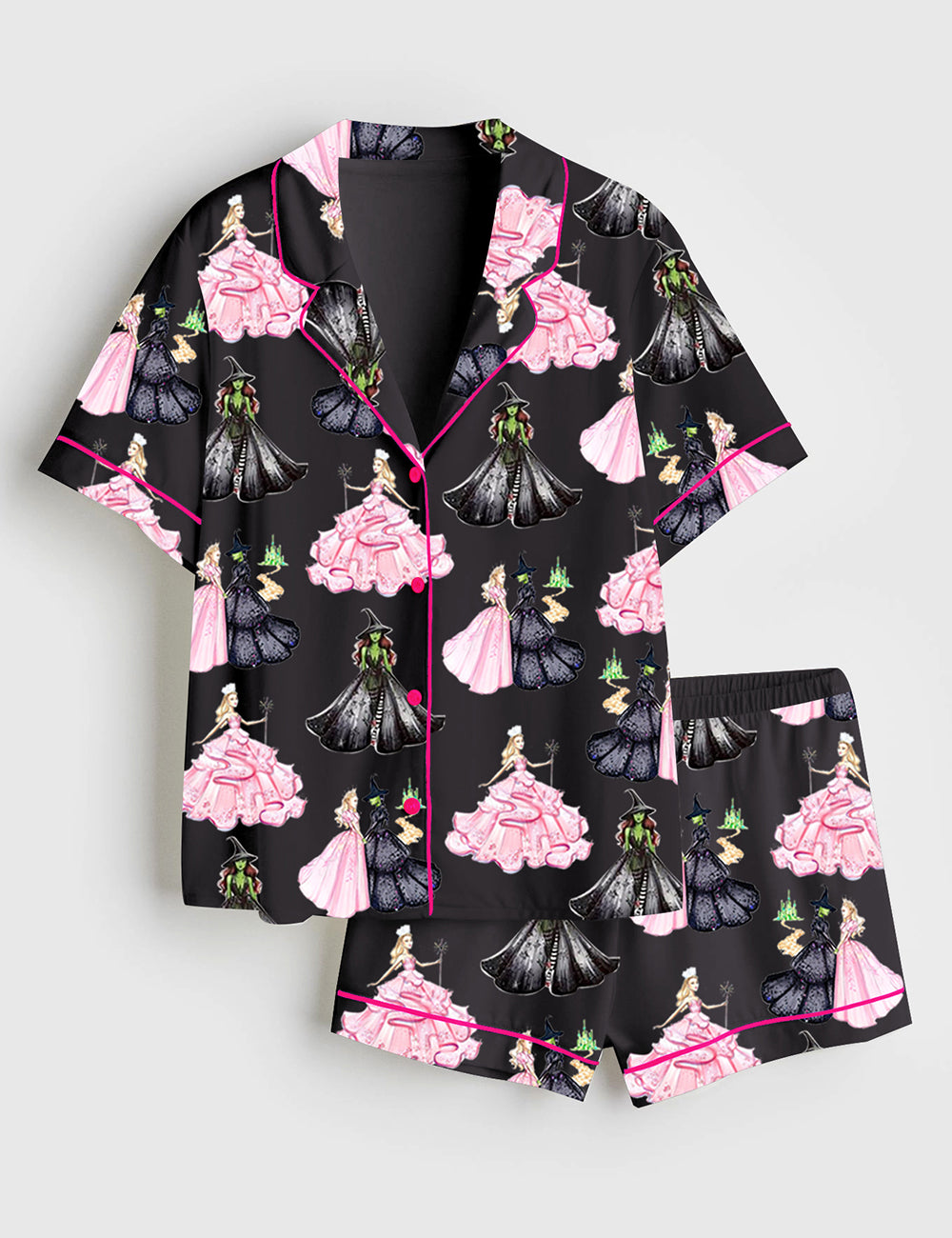 Women's Wicked Print Short Sleeve Satin Pajama Set