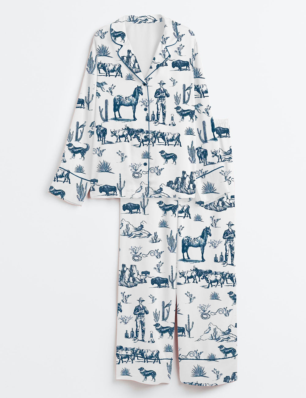 Women's Wild West Adventure Long Sleeve Satin Pajama Set