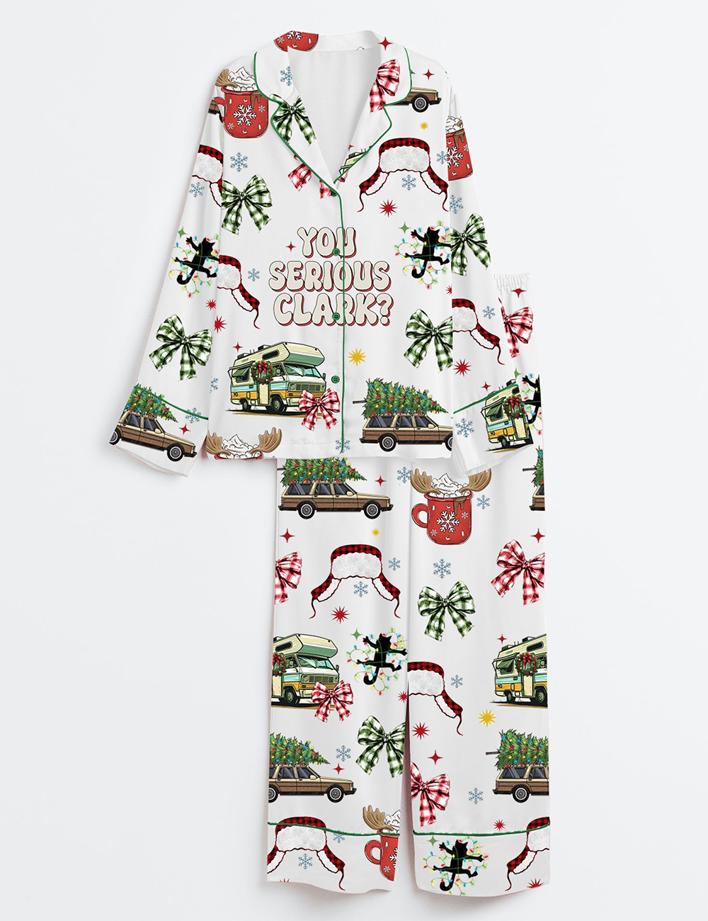 Women's You Serious Clark Christmas Vacation Long Sleeve Satin Pajama Set