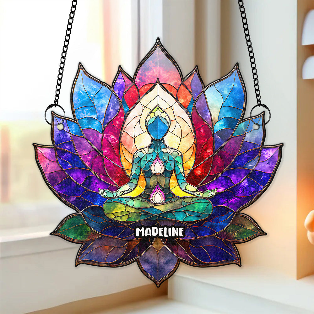 Yoga Girl Suncatcher Ornament  - Personalized Gifts For Yoga Lovers 05humg170725