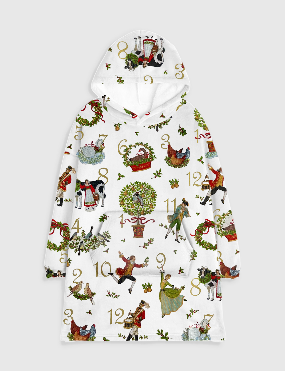 12 Days Of Christmas Flannel Blanket Hoodie