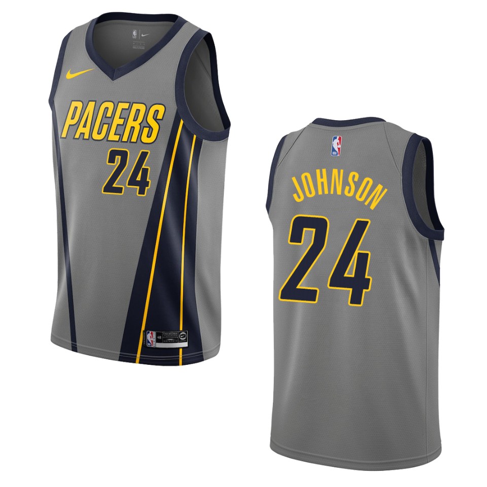 2019-20 Men Indiana Pacers #24 Alize Johnson City Swingman Jersey - Gray