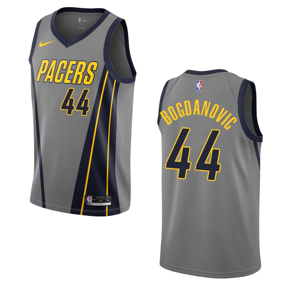 2019-20 Men Indiana Pacers #44 Bojan Bogdanovic City Swingman Jersey - Gray