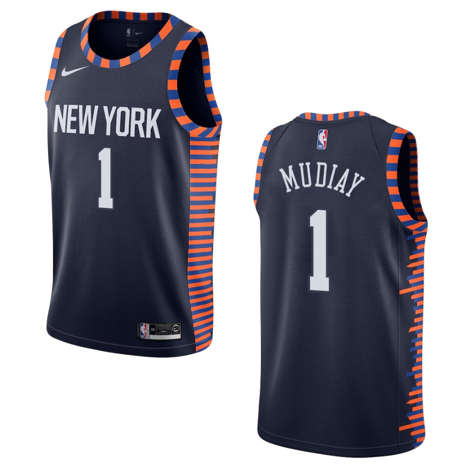 2019-20 Men New York Knicks #1 Emmanuel Mudiay City Edition Swingman Jersey - Navy