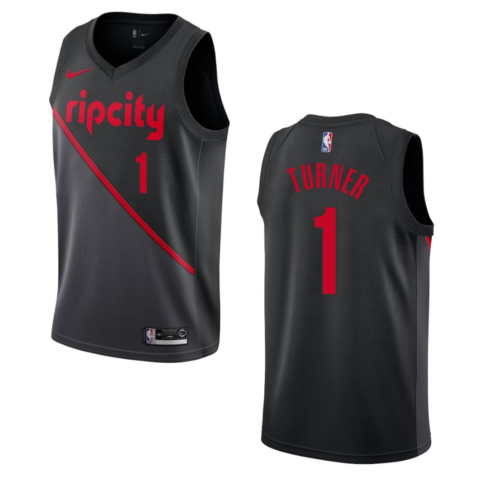 2019-20 Men Portland Trail Blazers #1 Evan Turner City Edition Swingman Jersey - Black
