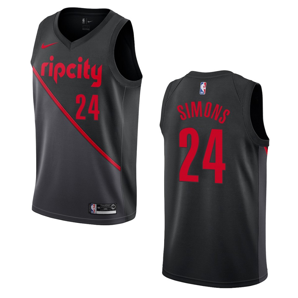 2019-20 Men Portland Trail Blazers #24 Anfernee Simons City Edition Swingman Jersey - Black