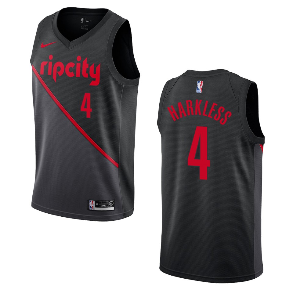 2019-20 Men Portland Trail Blazers #4 Maurice Harkless City Edition Swingman Jersey - Black