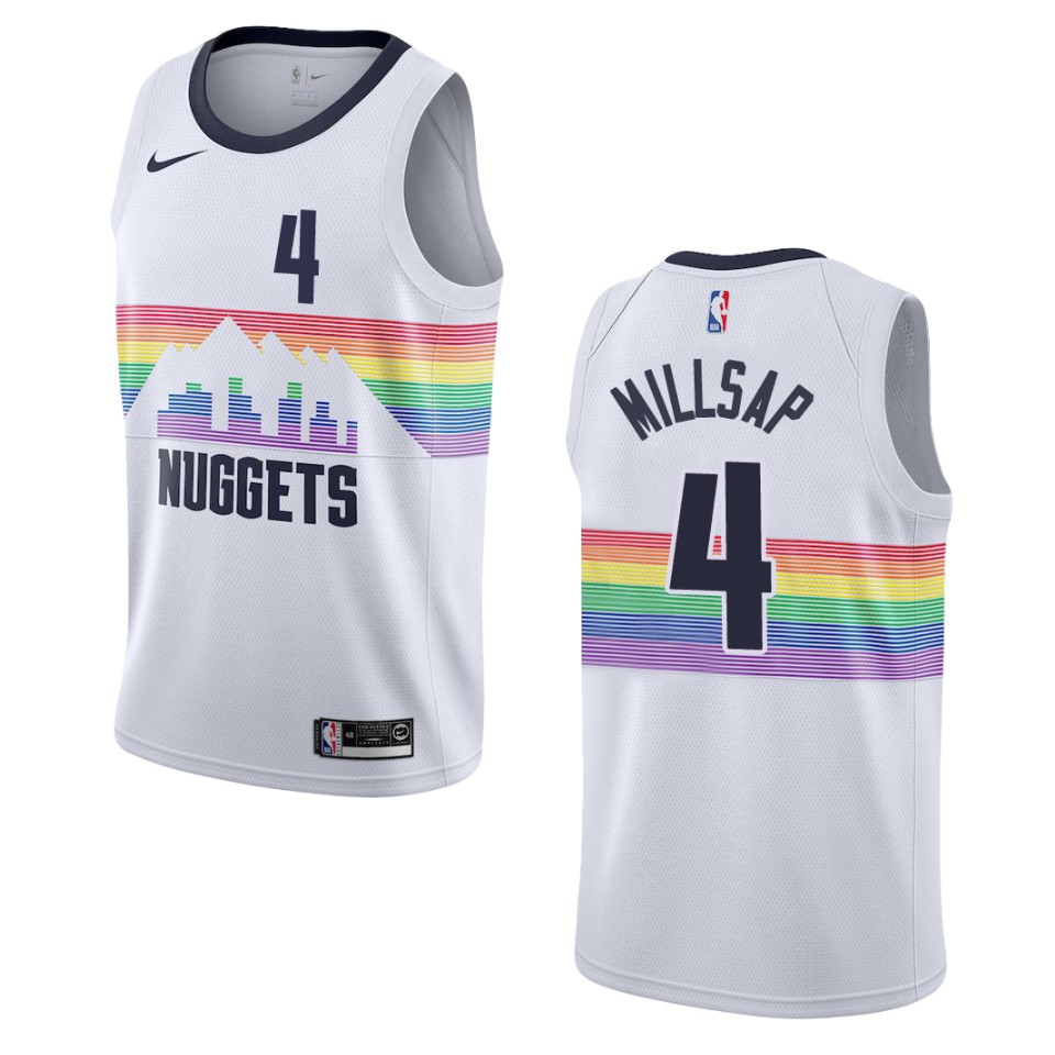 2019-20 Men's Denver Nuggets #4 Paul Millsap City Swingman Jersey - White