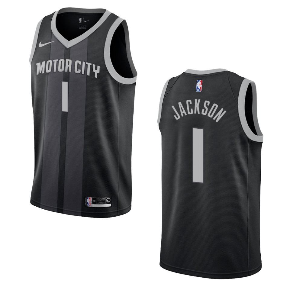 2019-20 Men's Detroit Pistons #1 Reggie Jackson City Swingman Jersey - Black