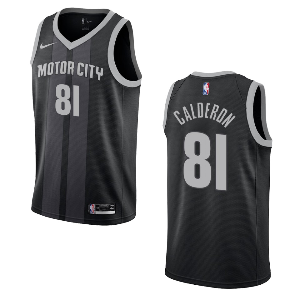 2019-20 Men's Detroit Pistons #81 Jose Calderon City Swingman Jersey - Black