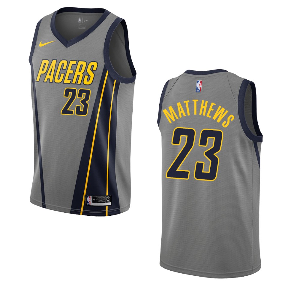 2019-20 Men's Indiana Pacers #23 Wesley Matthews City Swingman Jersey - Gray