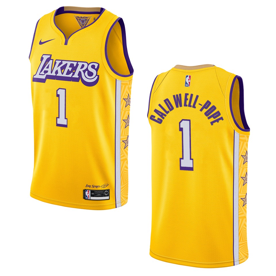 2019-20 Men's Los Angeles Lakers #1 Kentavious Caldwell-pope City Edition Swingman Jersey - Yellow