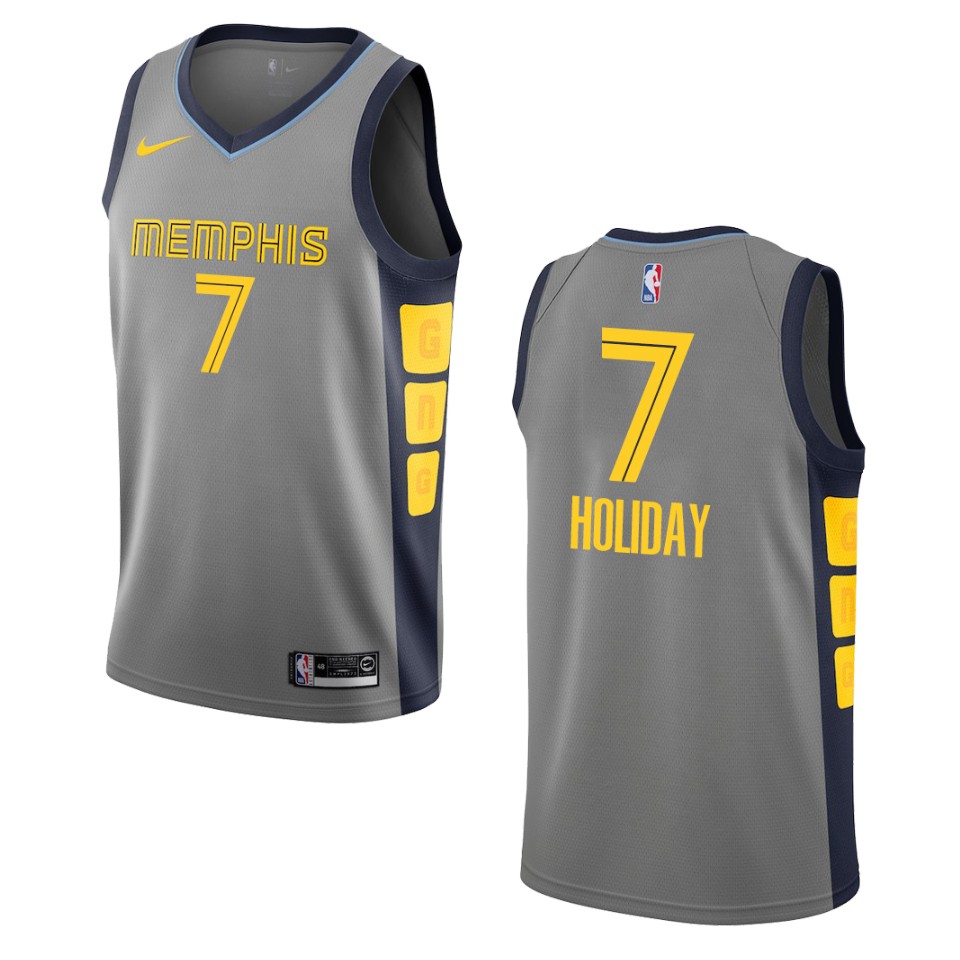 2019-20 Men's Memphis Grizzlies #7 Justin Holiday City Swingman Jersey - Gray
