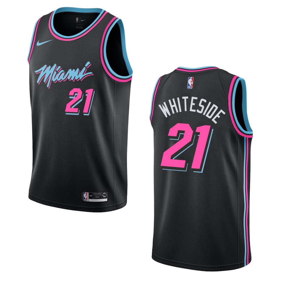2019-20 Men's Miami Heat #21 Hassan Whiteside City Swingman Jersey - Black