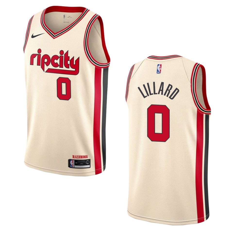 2019-20 Men's Portland Trail Blazers #0 Damian Lillard City Swingman Jersey - Cream