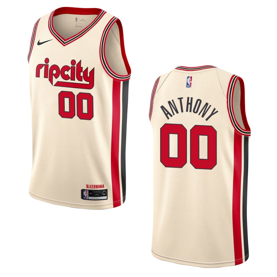2019-20 Men's Portland Trail Blazers #00 Carmelo Anthony City Swingman Jersey - Cream