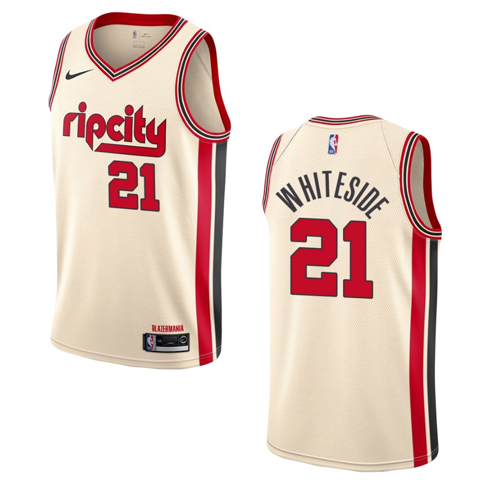 2019-20 Men's Portland Trail Blazers #21 Hassan Whiteside City Swingman Jersey - Cream
