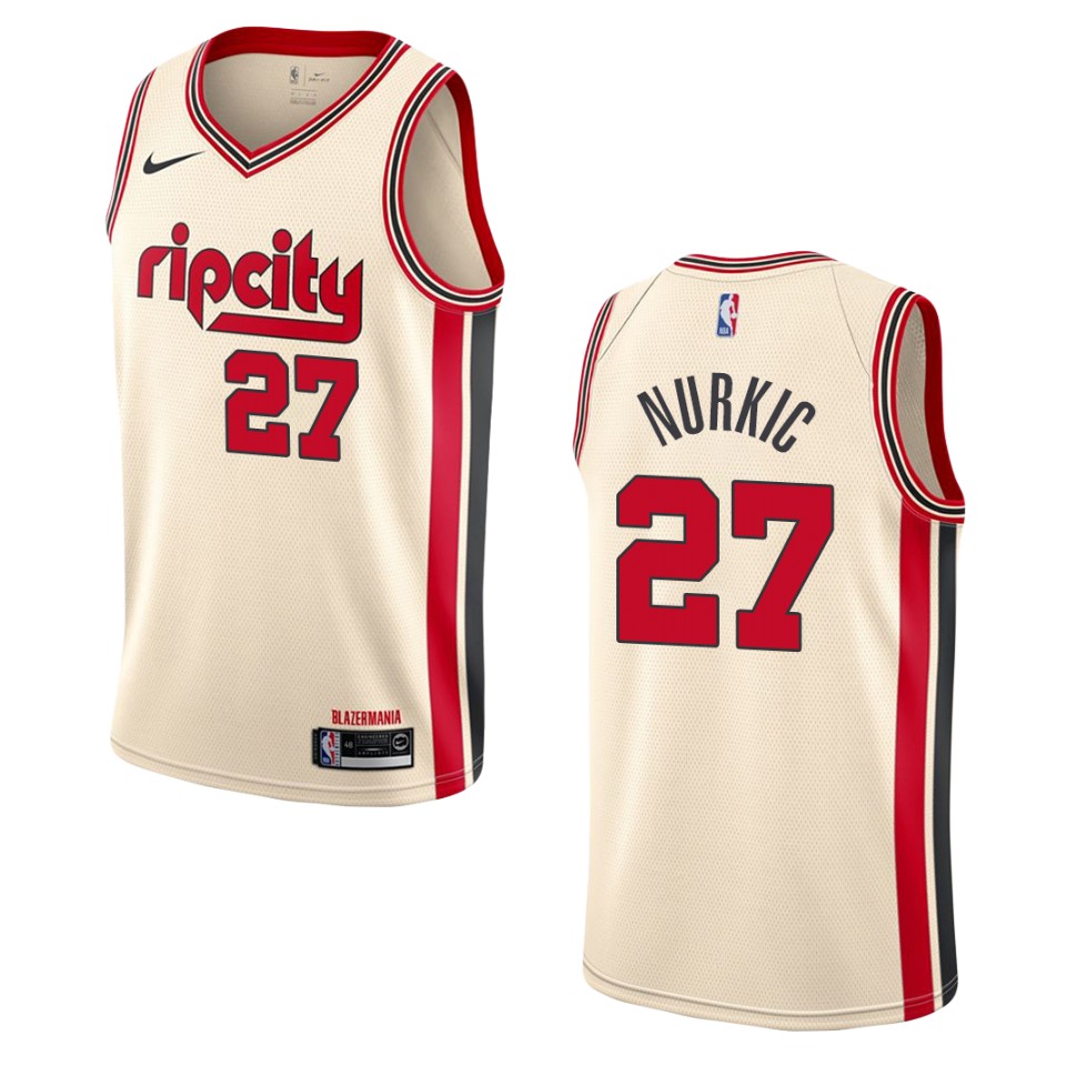 2019-20 Men's Portland Trail Blazers #27 Jusuf Nurkic City Swingman Jersey - Cream