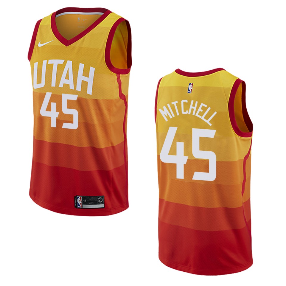 2019-20 Men's Utah Jazz #45 Donovan Mitchell City Swingman Jersey - Gold