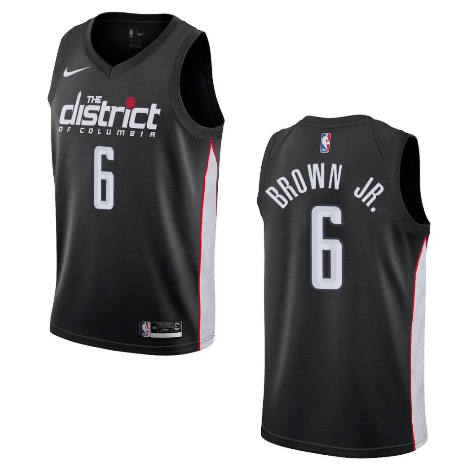 2019-20 Men's Washington Wizards #6 Troy Brown Jr. City Swingman Jersey - Black