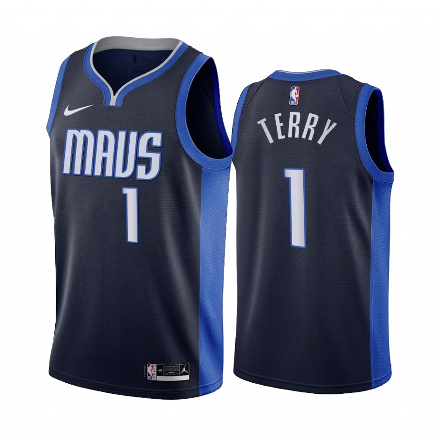 2020-21 Dallas Mavericks Tyrell Terry Earned Edition Navy #1 Jersey