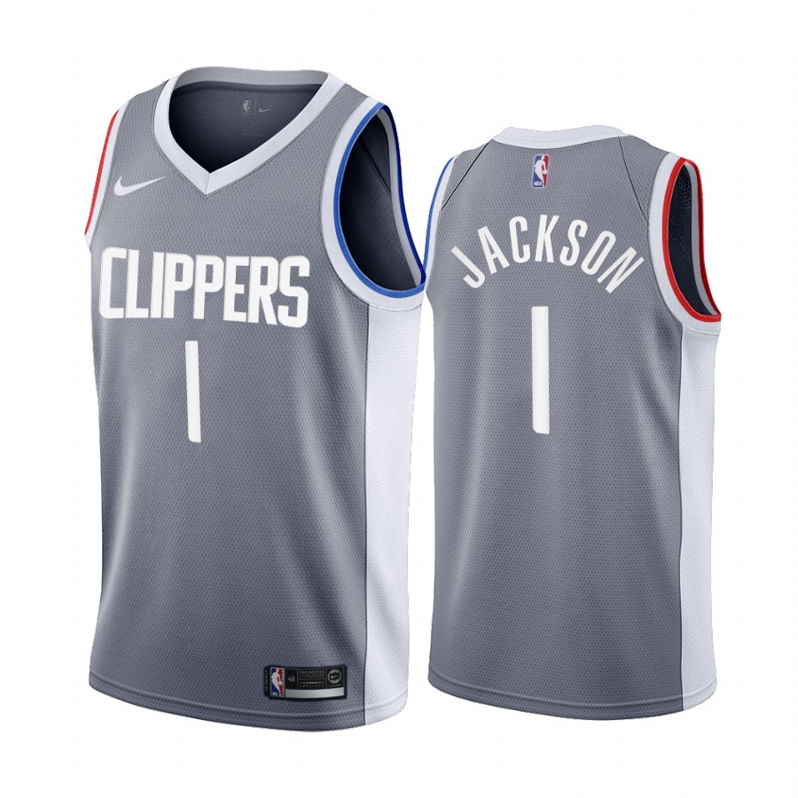 2020-21 La Clippers Reggie Jackson Earned Edition Gray #1 Jersey