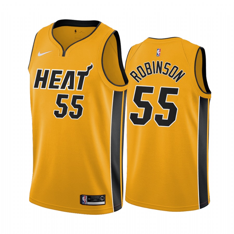 2020-21 Miami Heat Duncan Robinson Earned Edition Yellow #55 Jersey