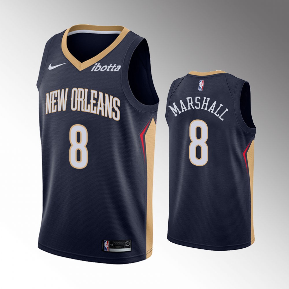 2020-21 Pelicans Naji Marshall Icon Edition Navy Marshall New Orleans Jersey