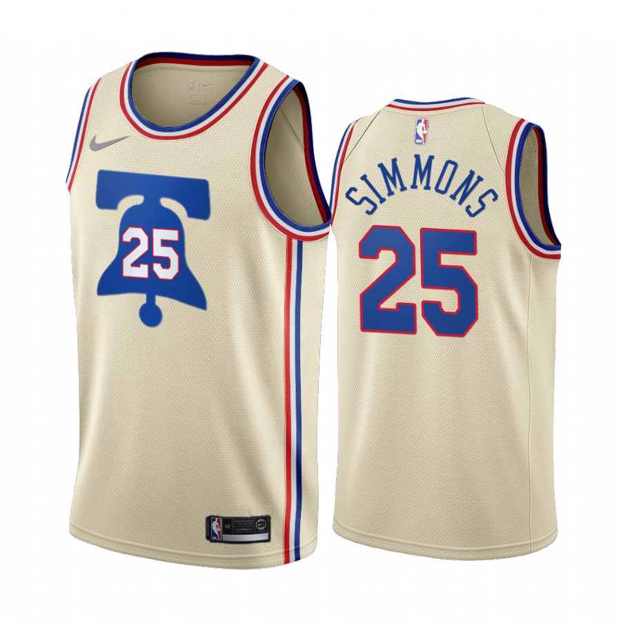 2020-21 Philadelphia 76ers Ben Simmons Earned Edition Cream #25 Jersey