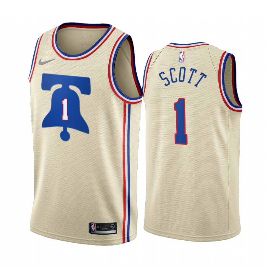 2020-21 Philadelphia 76ers Mike Scott Earned Edition Cream #1 Jersey