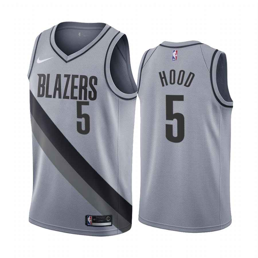 2020-21 Portland Trail Blazers Rodney Hood Earned Edition Gray #5 Jersey