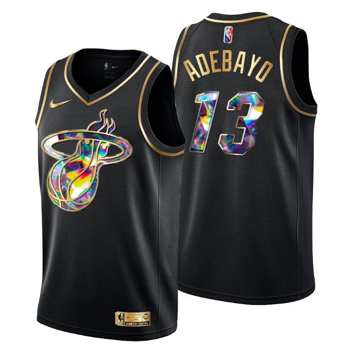 2021-22 Miami Heat Bam Adebayo #13 Golden Edition Diamond Logo Black Swingman Jersey