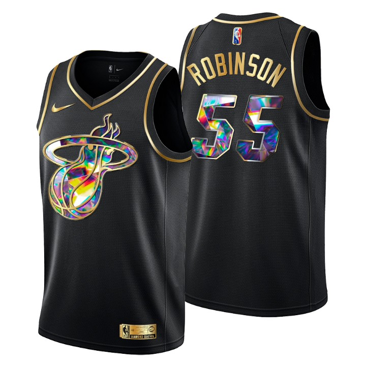 2021-22 Miami Heat Duncan Robinson #55 Golden Edition Diamond Logo Black Swingman Jersey