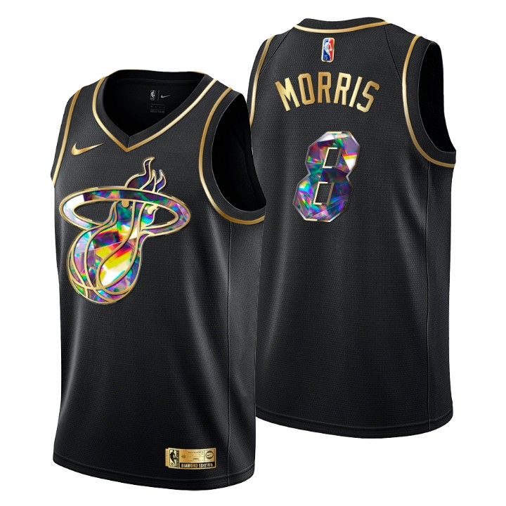 2021-22 Miami Heat Markieff Morris #8 Golden Edition Diamond Logo Black Swingman Jersey