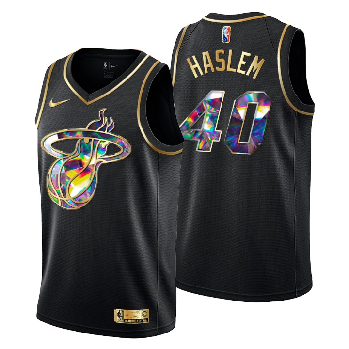 2021-22 Miami Heat Udonis Haslem #40 Golden Edition Diamond Logo Black Swingman Jersey