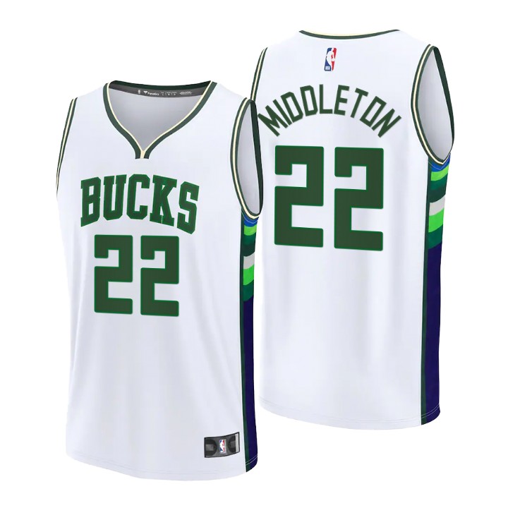 2021-22 Milwaukee Bucks Khris Middleton Replica Jersey City