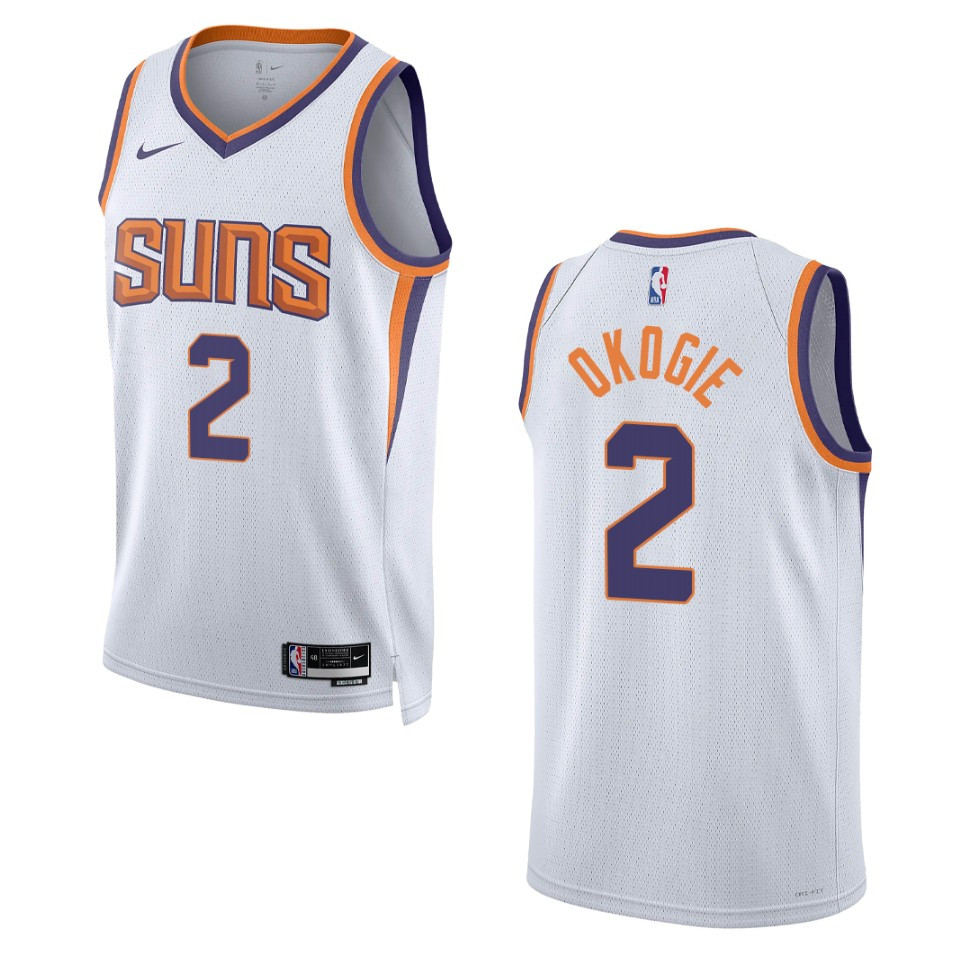 2022-23 Association Edition Phoenix Suns Josh Okogie White Swingman Jersey