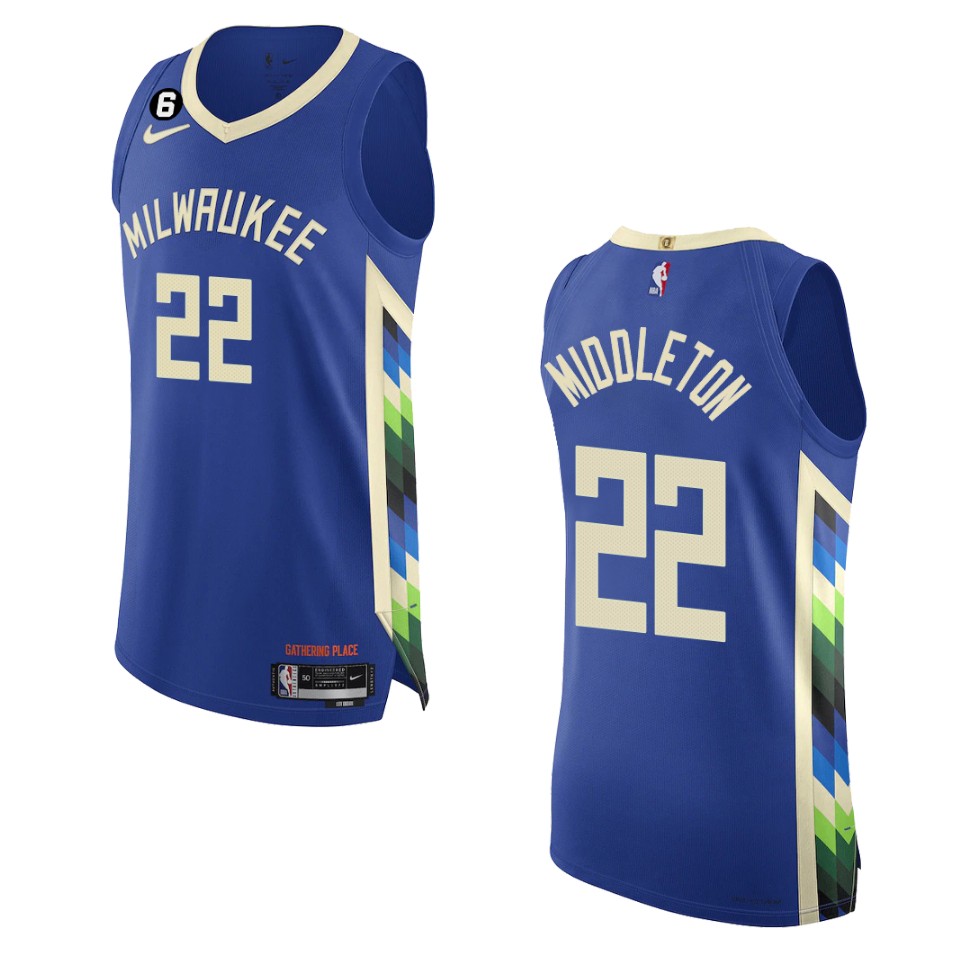 2022-23 City Edition Milwaukee Bucks Khris Middleton Royal Jersey
