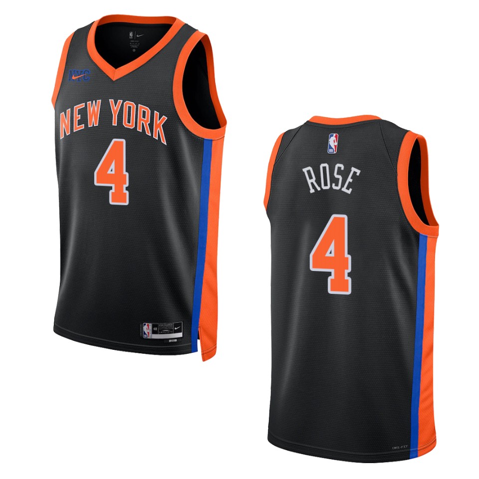 2022-23 City Edition New York Knicks Derrick Rose Black Swingman Jersey