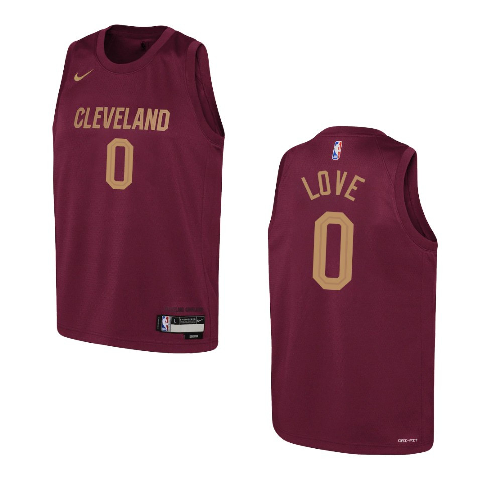 2022-23 Cleveland Cavaliers Youth Icon Edition Kevin Love Wine Jersey