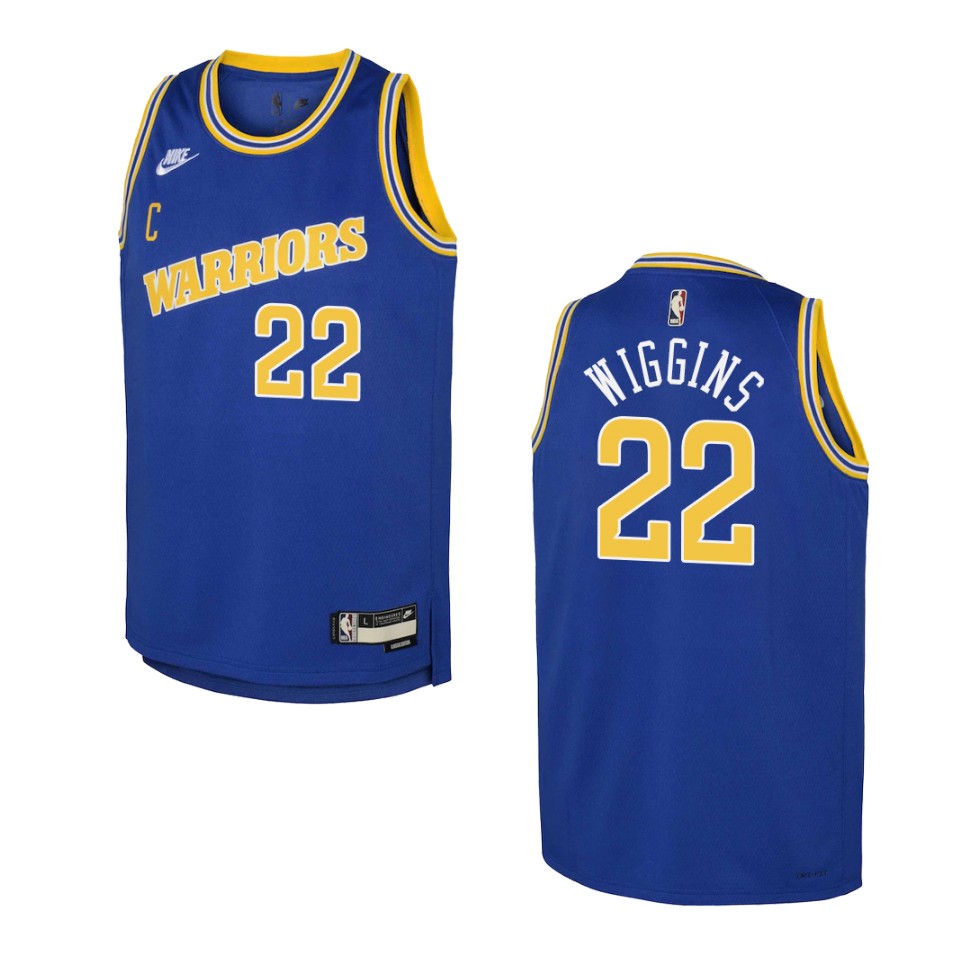 2022-23 Golden State Warriors Youth Classic Edition Andrew Wiggins Blue Jersey
