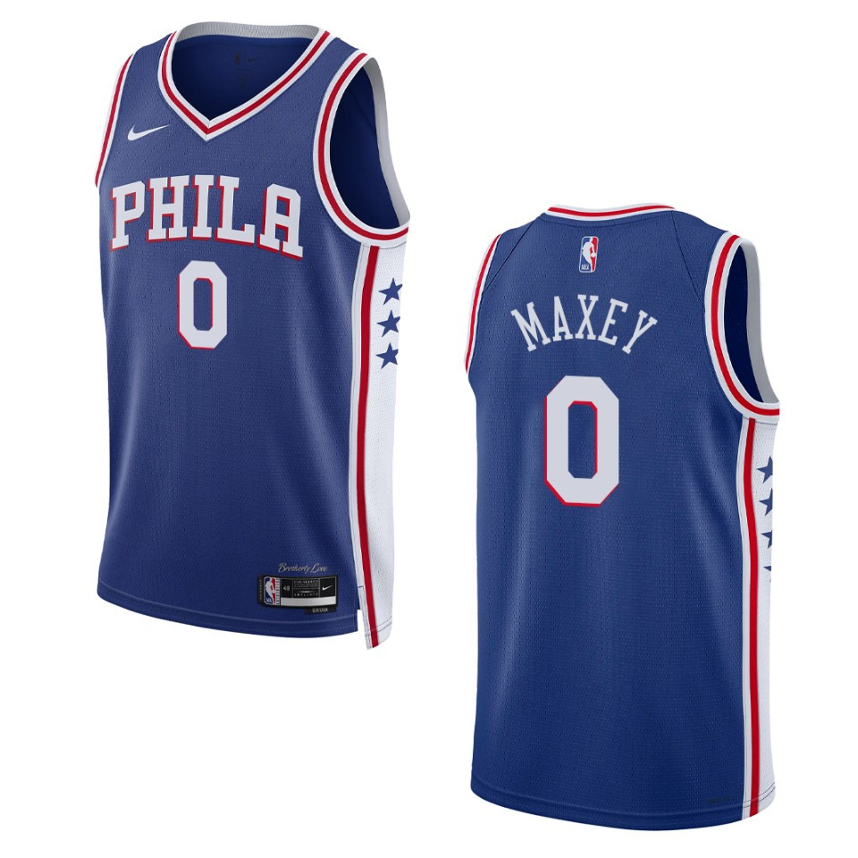2022-23 Icon Edition Philadelphia 76ers Tyrese Maxey Royal Swingman Jersey