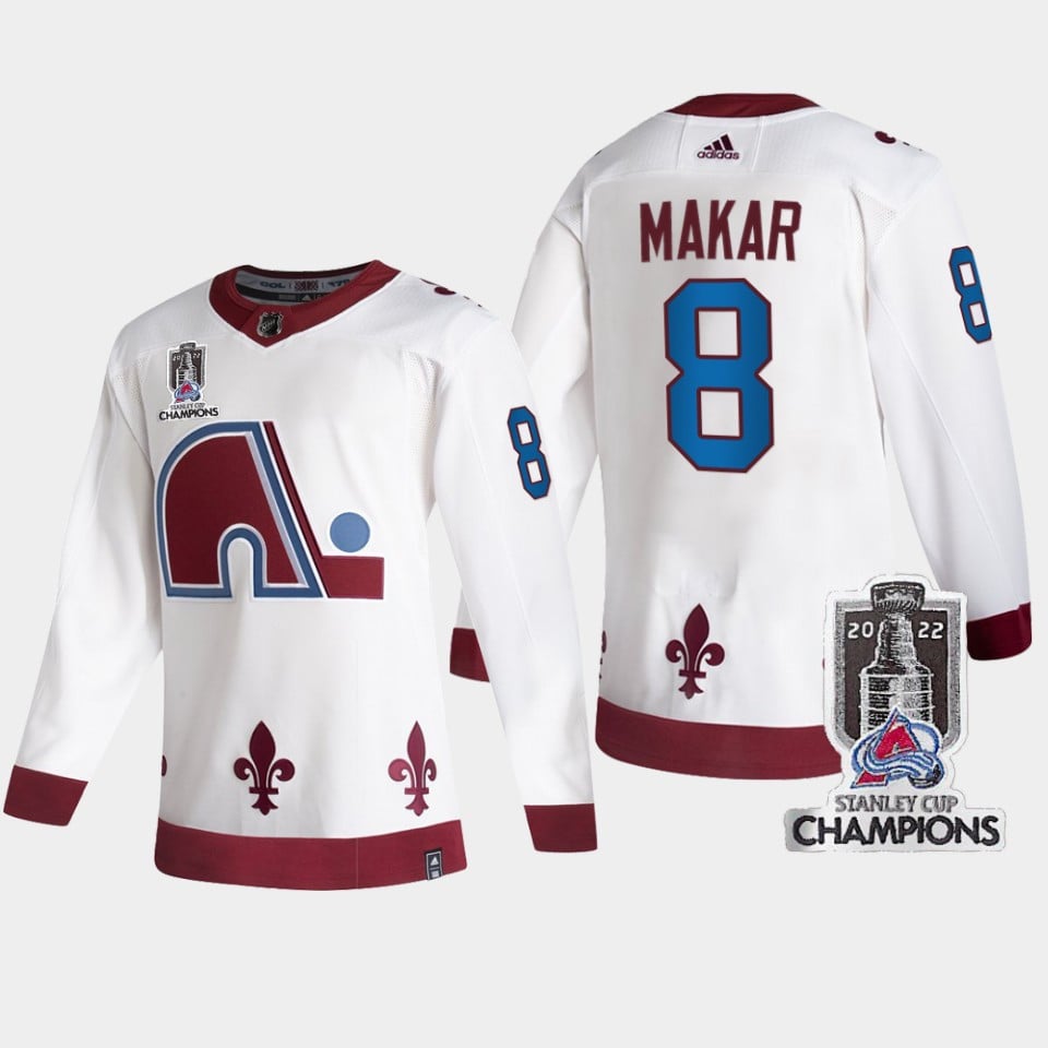 2022 Stanley Cup Champs Cale Makar 8 Colorado Avalanche White Jersey Reverse Retro - JS351 