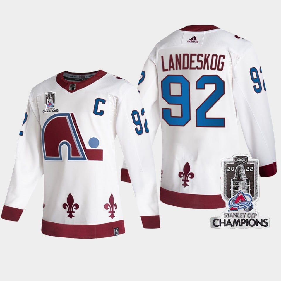 2022 Stanley Cup Champs Gabriel Landeskog 92 Colorado Avalanche White Jersey Reverse Retro - JS251 