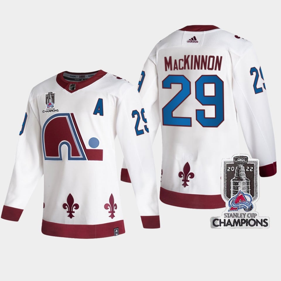 2022 Stanley Cup Champs Nathan MacKinnon 29 Colorado Avalanche White Jersey Reverse Retro - JS166 