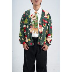 Animals Ties, Silk Tie - Golden British Shorthair Noel Lucky Cat Tie, Novelty Tie.