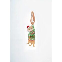 Alternative view of Animals Ties, Silk Tie - Golden British Shorthair Noel Lucky Cat Tie, Novelty Tie.